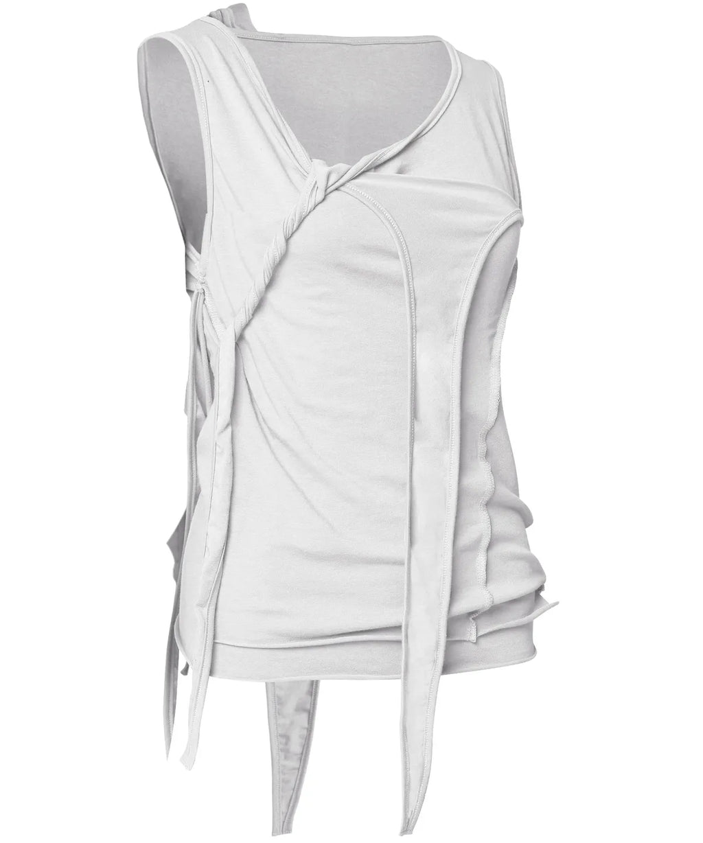 【Flare up】3-Layered Braided Sleeveless [Black / White / Gray]
