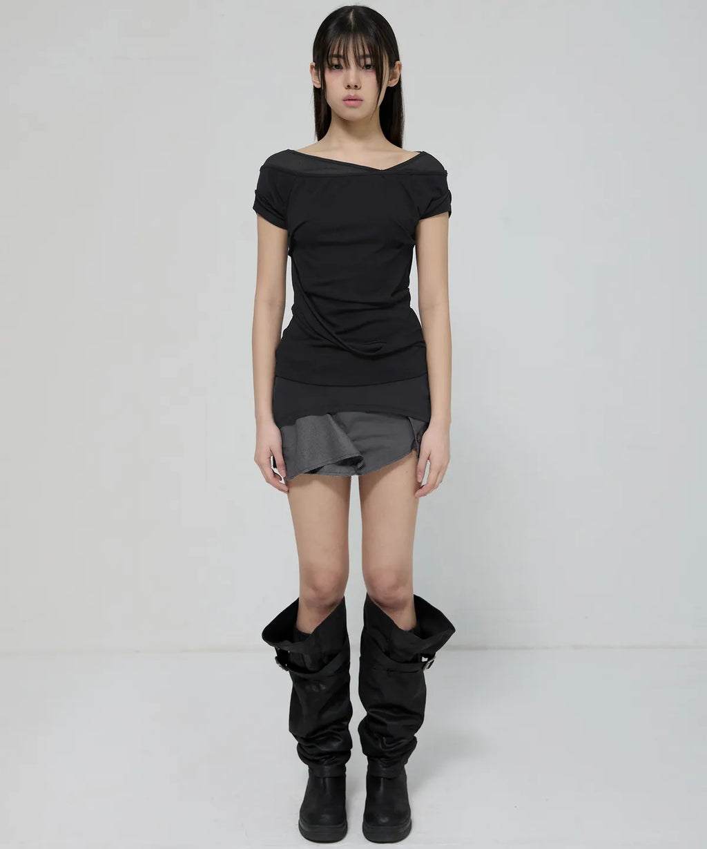 【Flare up】2-Layered Top [4 colors]