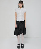 【Flare up】Cloud Puff Blouse [Black / White]