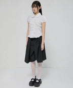 【Flare up】Cloud Puff Blouse [Black / White]