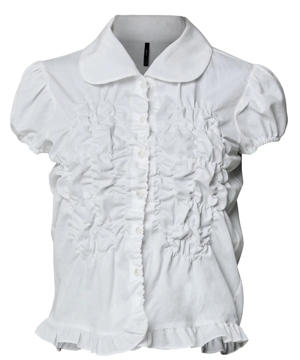 【Flare up】Cloud Puff Blouse [Black / White]