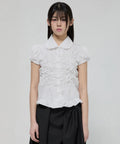 【Flare up】Cloud Puff Blouse [Black / White]