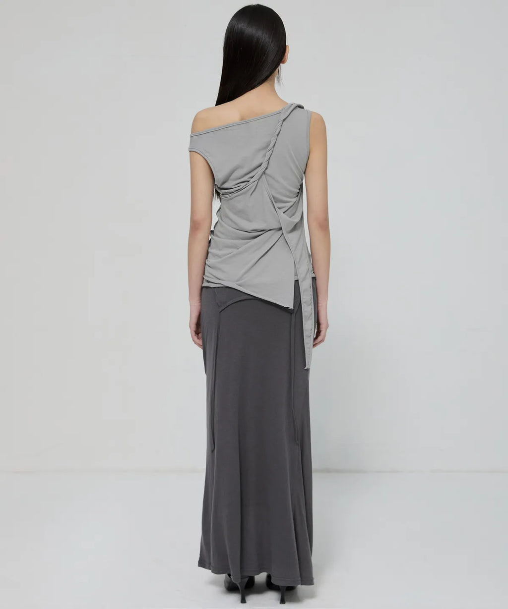 【Flare up】3-Layered Braided Sleeveless [Black / White / Gray]