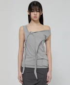 【Flare up】3-Layered Braided Sleeveless [Black / White / Gray]