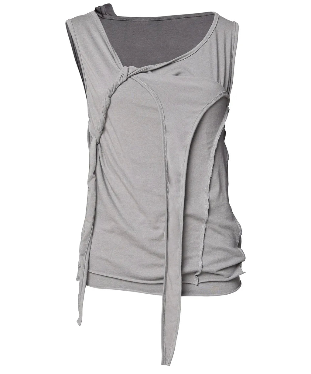 【Flare up】3-Layered Braided Sleeveless [Black / White / Gray]