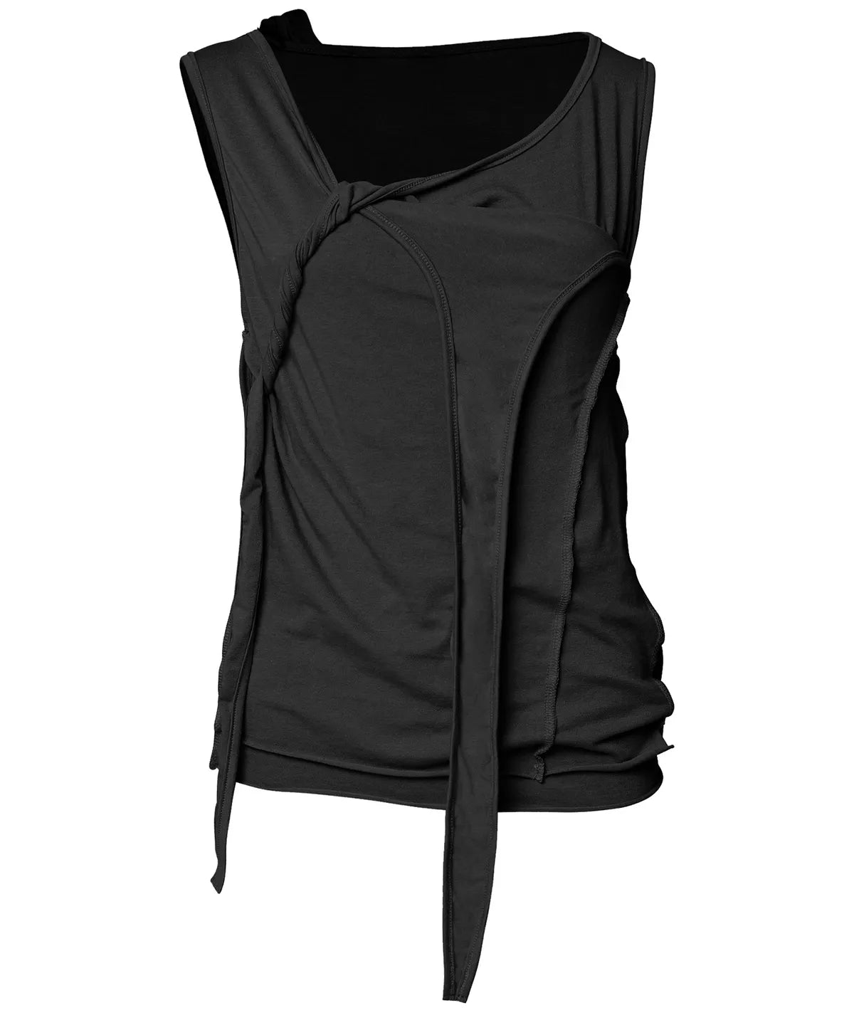 【Flare up】3-Layered Braided Sleeveless [Black / White / Gray]