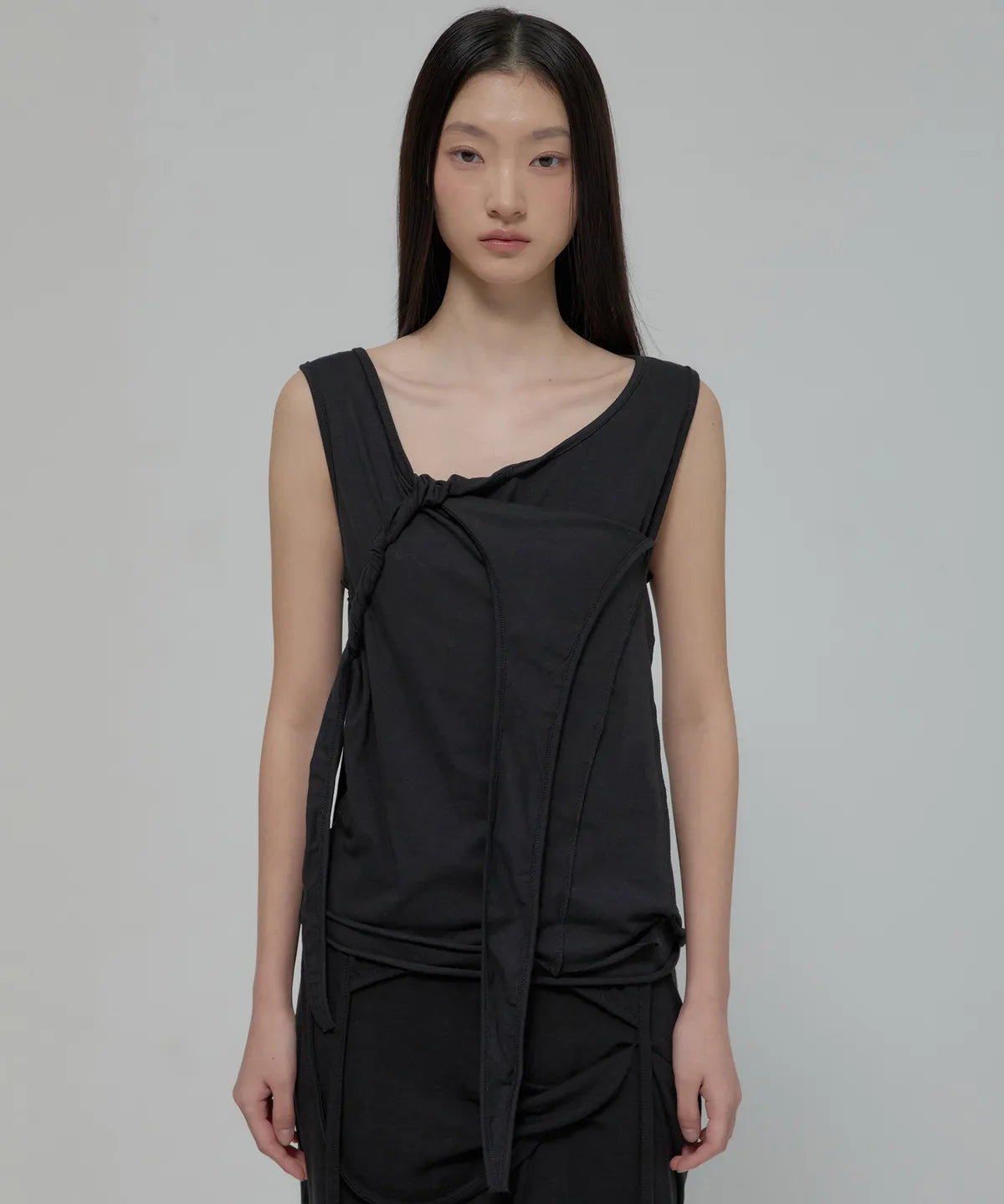 【Flare up】3-Layered Braided Sleeveless [Black / White / Gray]
