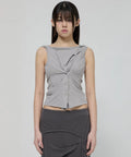 【Flare up】Asymmetric Snap Hoodie [Black / White / Gray]