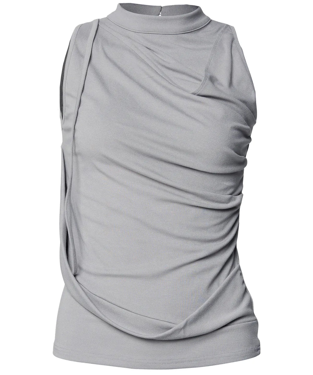 【Flare up】Draped Sleeveless Top [Black / White / Gray]