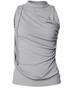 【Flare up】Draped Sleeveless Top [Black / White / Gray]