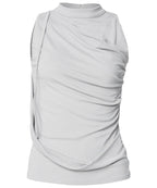 【Flare up】Draped Sleeveless Top [Black / White / Gray]
