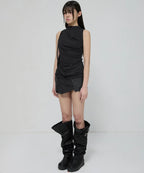 【Flare up】Draped Sleeveless Top [Black / White / Gray]