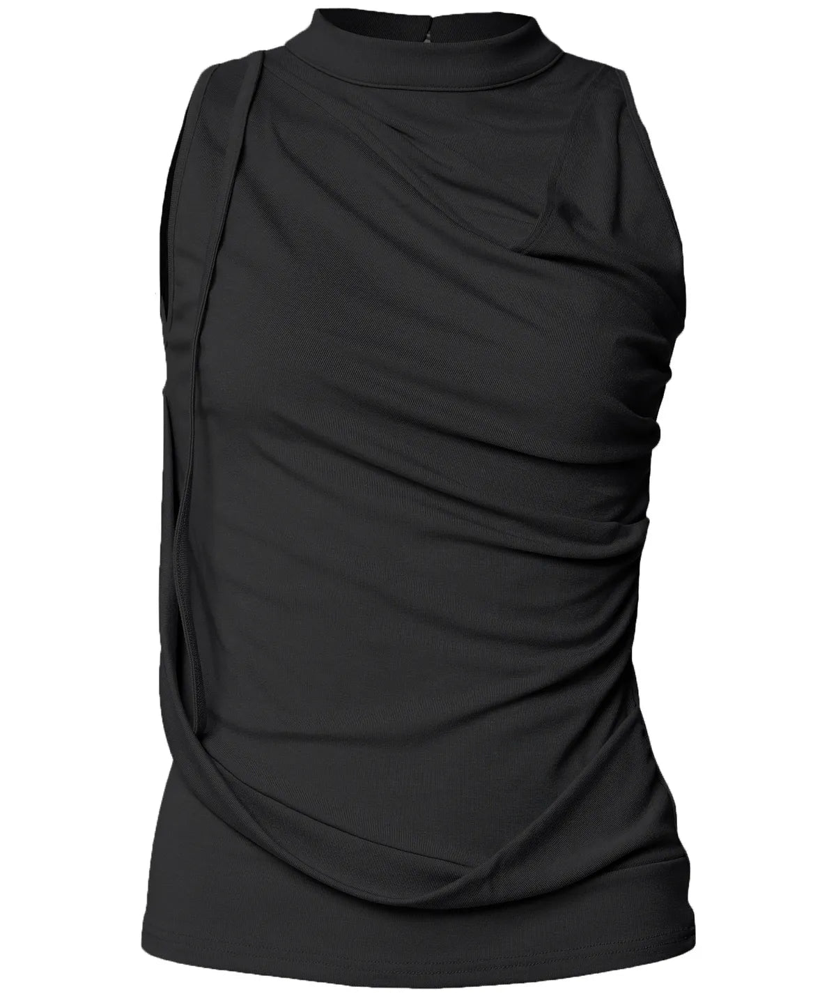 【Flare up】Draped Sleeveless Top [Black / White / Gray]