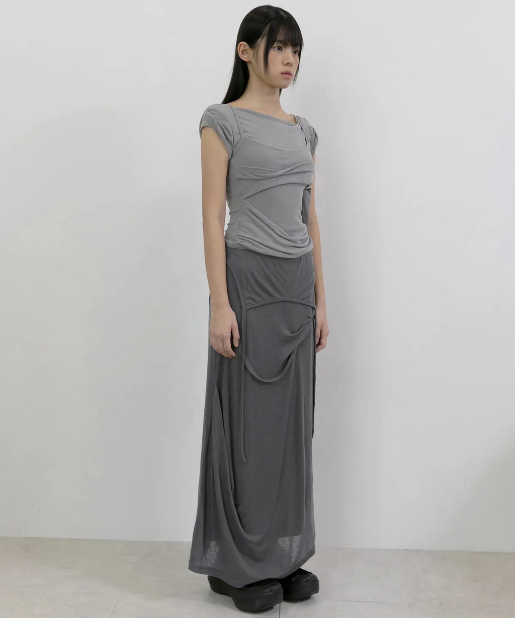 【Flare up】 Layered Bustier T-shirt [4 colors]