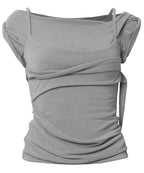【Flare up】 Layered Bustier T-shirt [4 colors]