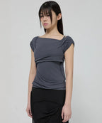 【Flare up】 Layered Bustier T-shirt [4 colors]