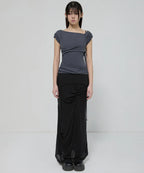 【Flare up】 Layered Bustier T-shirt [4 colors]