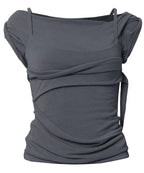 【Flare up】 Layered Bustier T-shirt [4 colors]