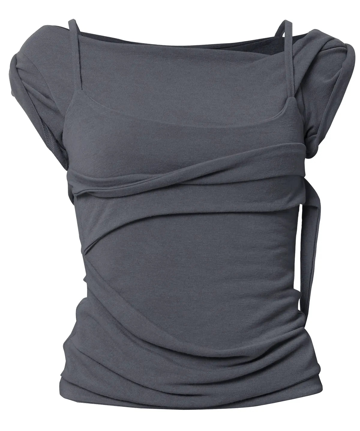 【Flare up】 Layered Bustier T-shirt [4 colors]