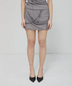 【Flare up】Draped Mesh Layered Mini Skirt [Black / Gray]