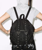 【Fancy Club】SATIN EYELET BACKPACK [White / Black]