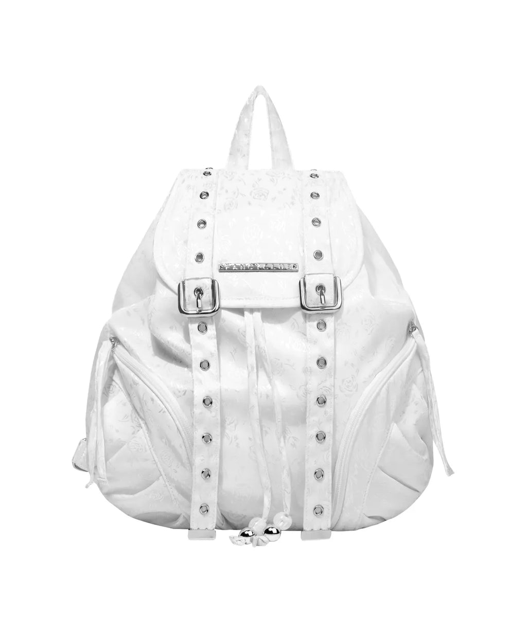 【Fancy Club】SATIN EYELET BACKPACK [White / Black]