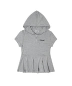 【Fancy Club】STRIPE HOOD FLARE TOP [Black / Gray]
