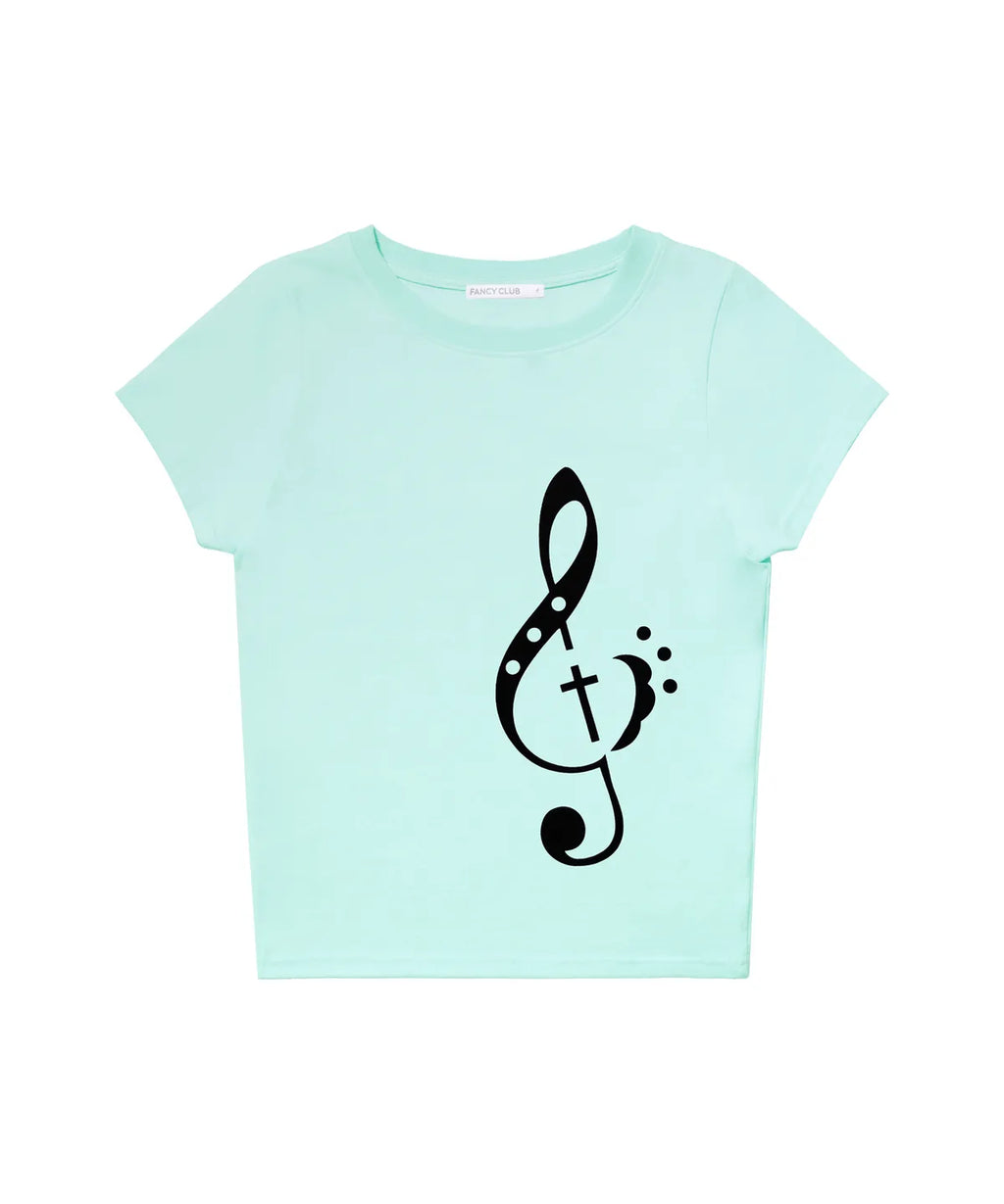 【Fancy Club】CLEF SYMBOL TEE [White / Mint]