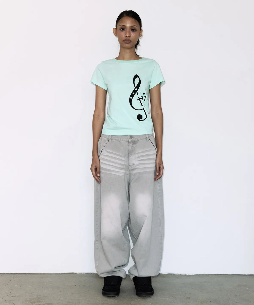 【Fancy Club】CLEF SYMBOL TEE [White / Mint]