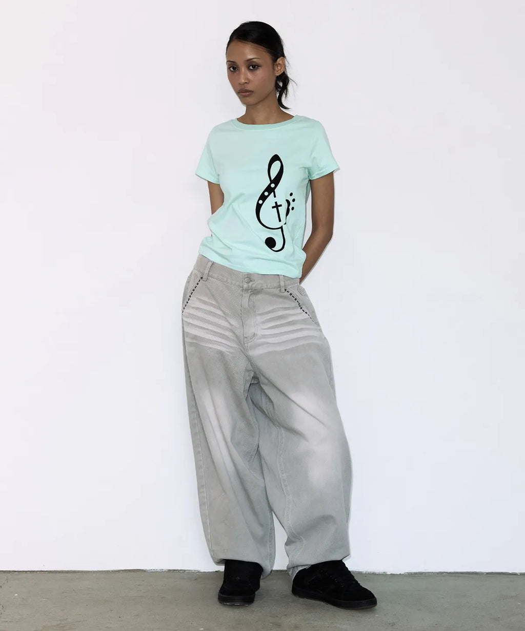 【Fancy Club】CLEF SYMBOL TEE [White / Mint]