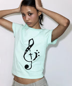 【Fancy Club】CLEF SYMBOL TEE [White / Mint]