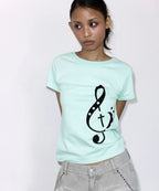 【Fancy Club】CLEF SYMBOL TEE [White / Mint]