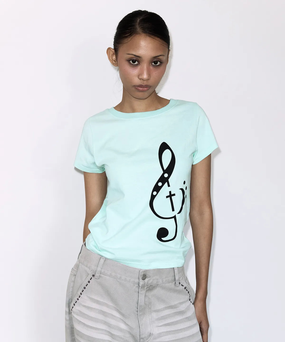 【Fancy Club】CLEF SYMBOL TEE [White / Mint]