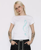 【Fancy Club】CLEF SYMBOL TEE [White / Mint]
