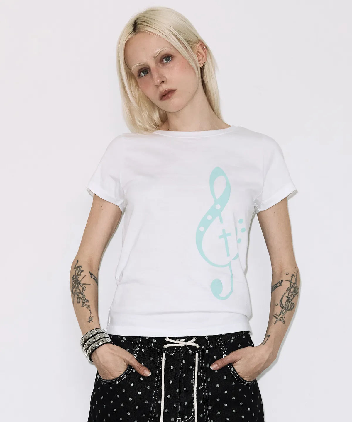 【Fancy Club】CLEF SYMBOL TEE [White / Mint]