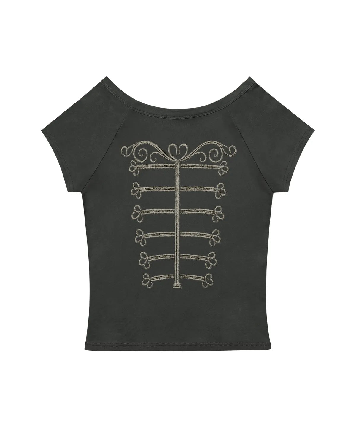 【Fancy Club】IMPERIAL BOATNECK TOP [White melange / Charcoal]
