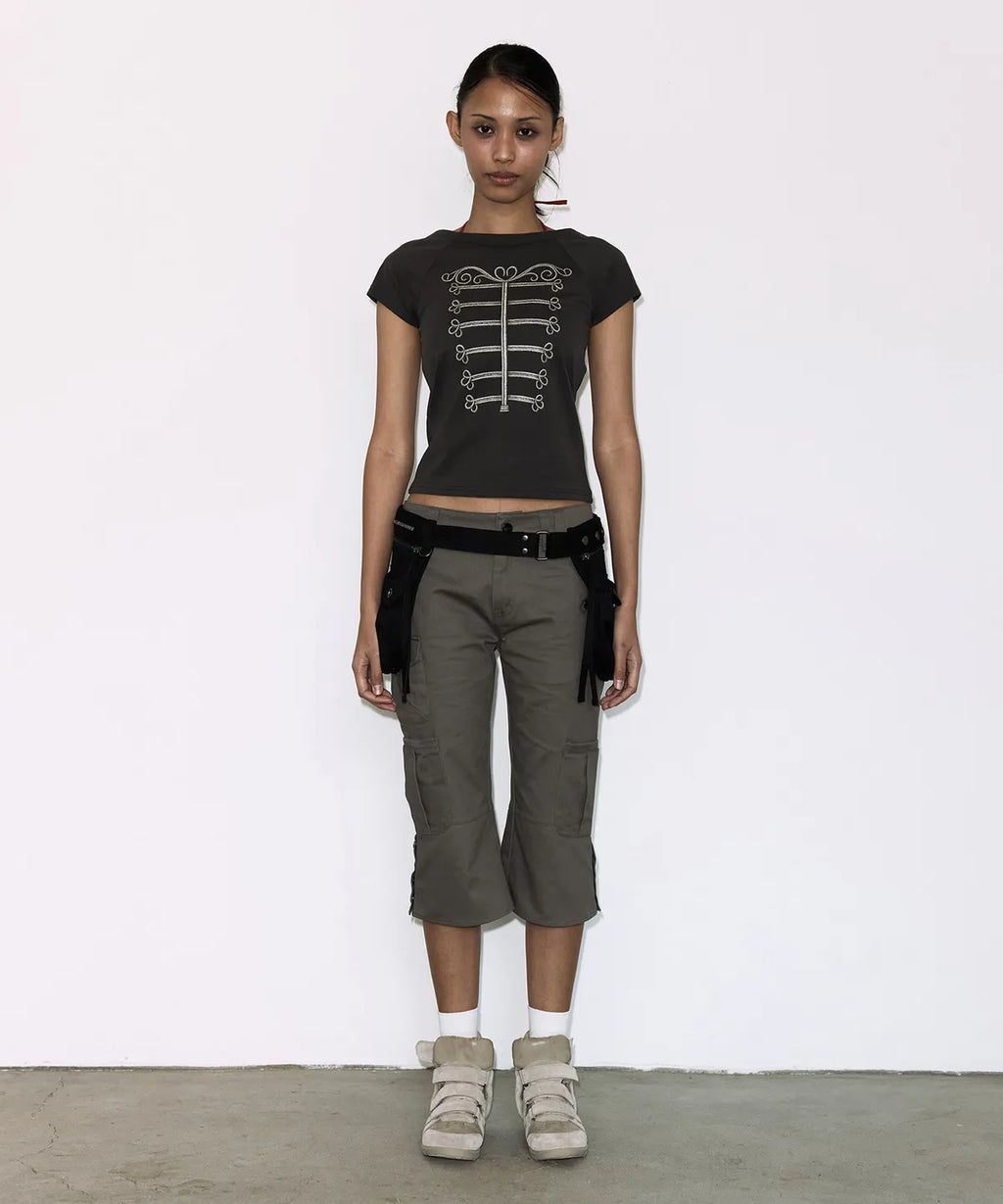 【Fancy Club】IMPERIAL BOATNECK TOP [White melange / Charcoal]