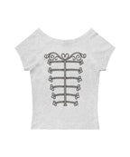 【Fancy Club】IMPERIAL BOATNECK TOP [White melange / Charcoal]