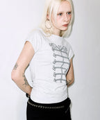 【Fancy Club】IMPERIAL BOATNECK TOP [White melange / Charcoal]