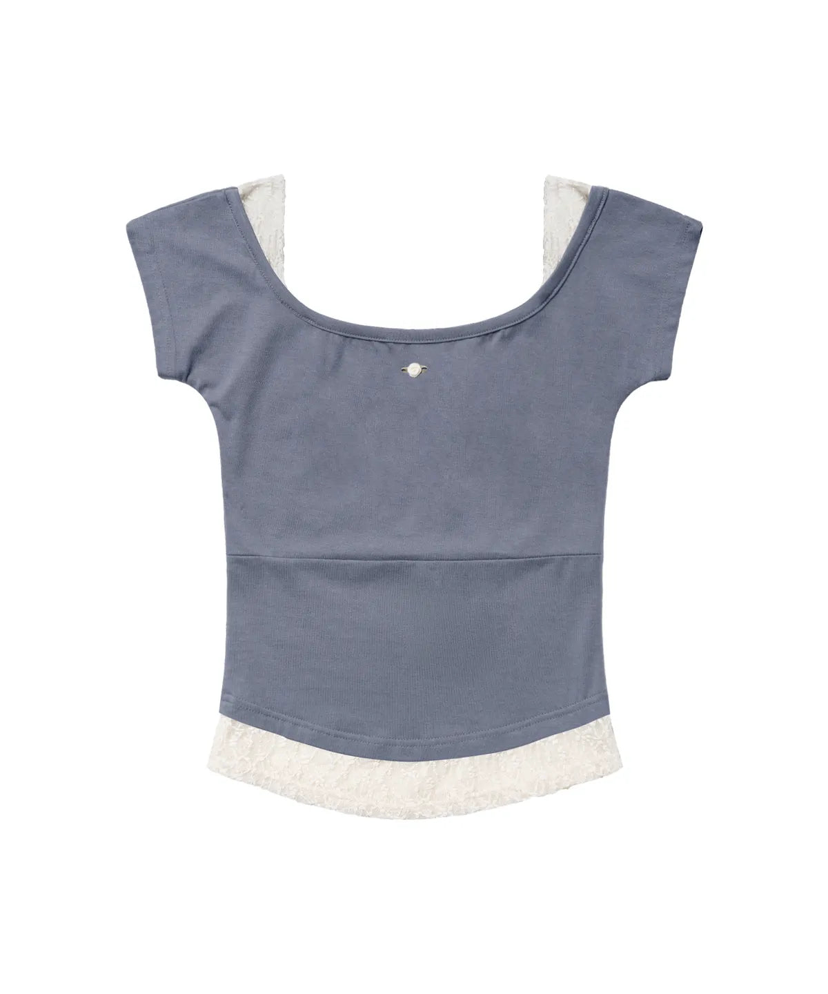 【Fancy Club】LACE SQUARE NECK TOP [Baby blue / Black]