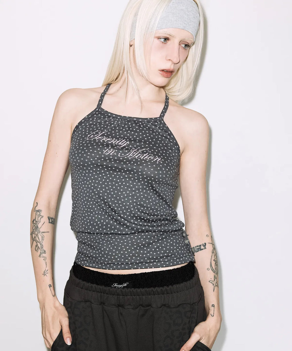 【Fancy Club】SERENITY BUTTON SLEEVELESS  [Blue / Charcoal]
