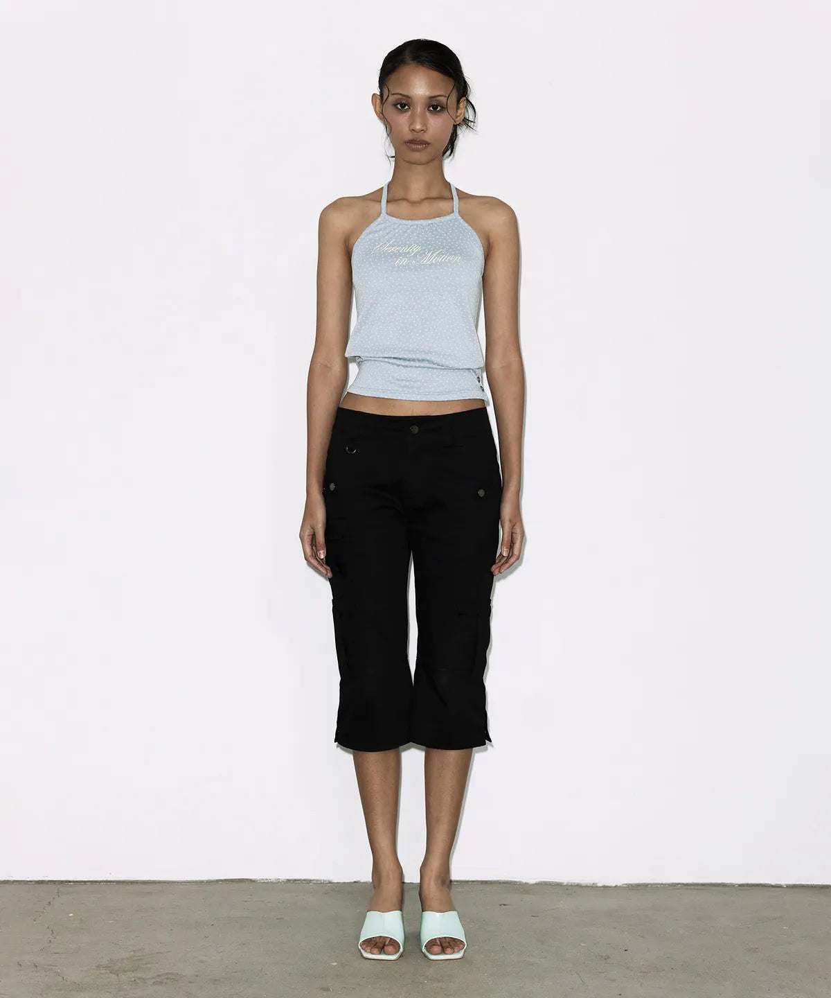 【Fancy Club】SERENITY BUTTON SLEEVELESS  [Blue / Charcoal]