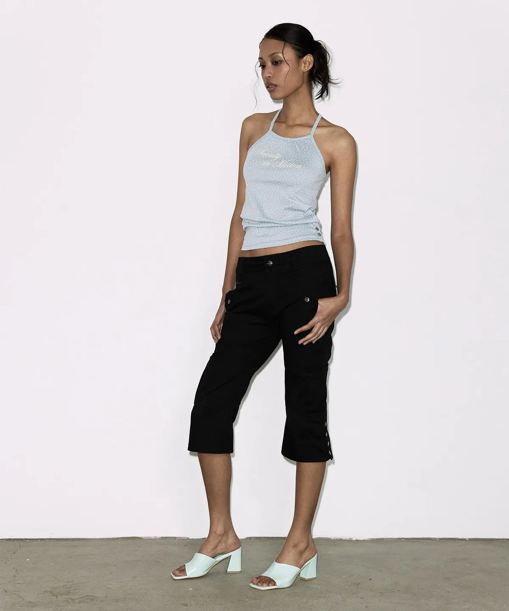 【Fancy Club】SERENITY BUTTON SLEEVELESS  [Blue / Charcoal]
