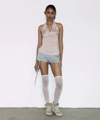【Fancy Club】MUSE HALTERNECK TOP [Black / Ivory / Pink]