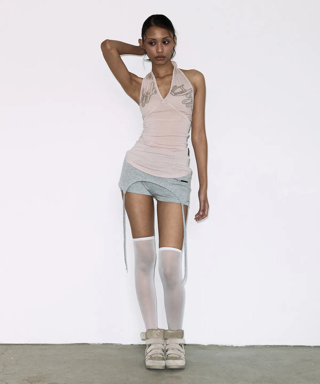 【Fancy Club】MUSE HALTERNECK TOP [Black / Ivory / Pink]