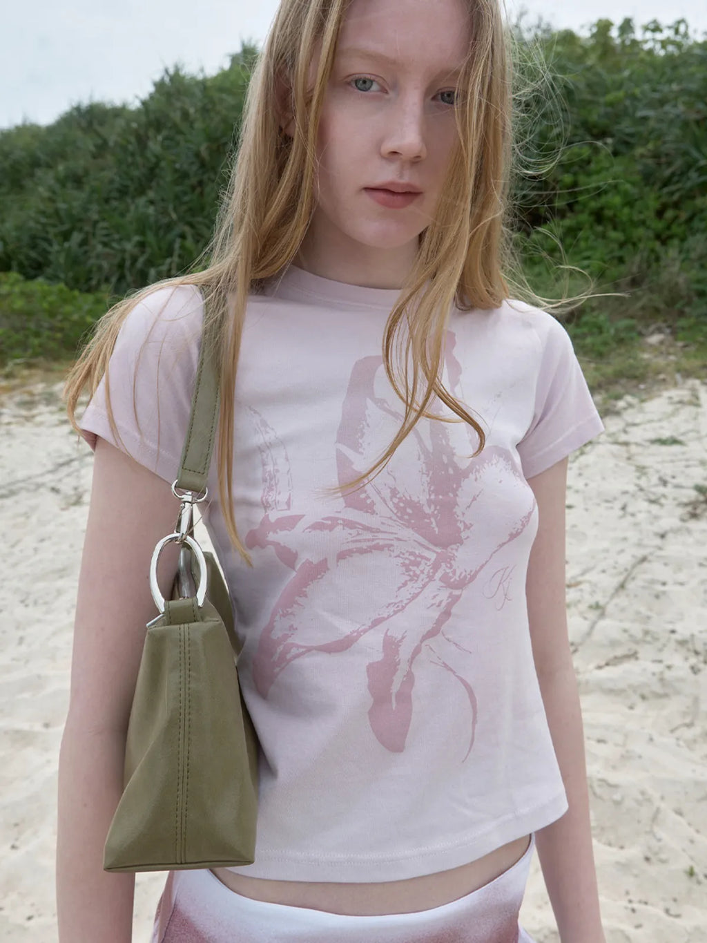 【kijun】Lily Blush Tee Dusty [Sage / Pink]