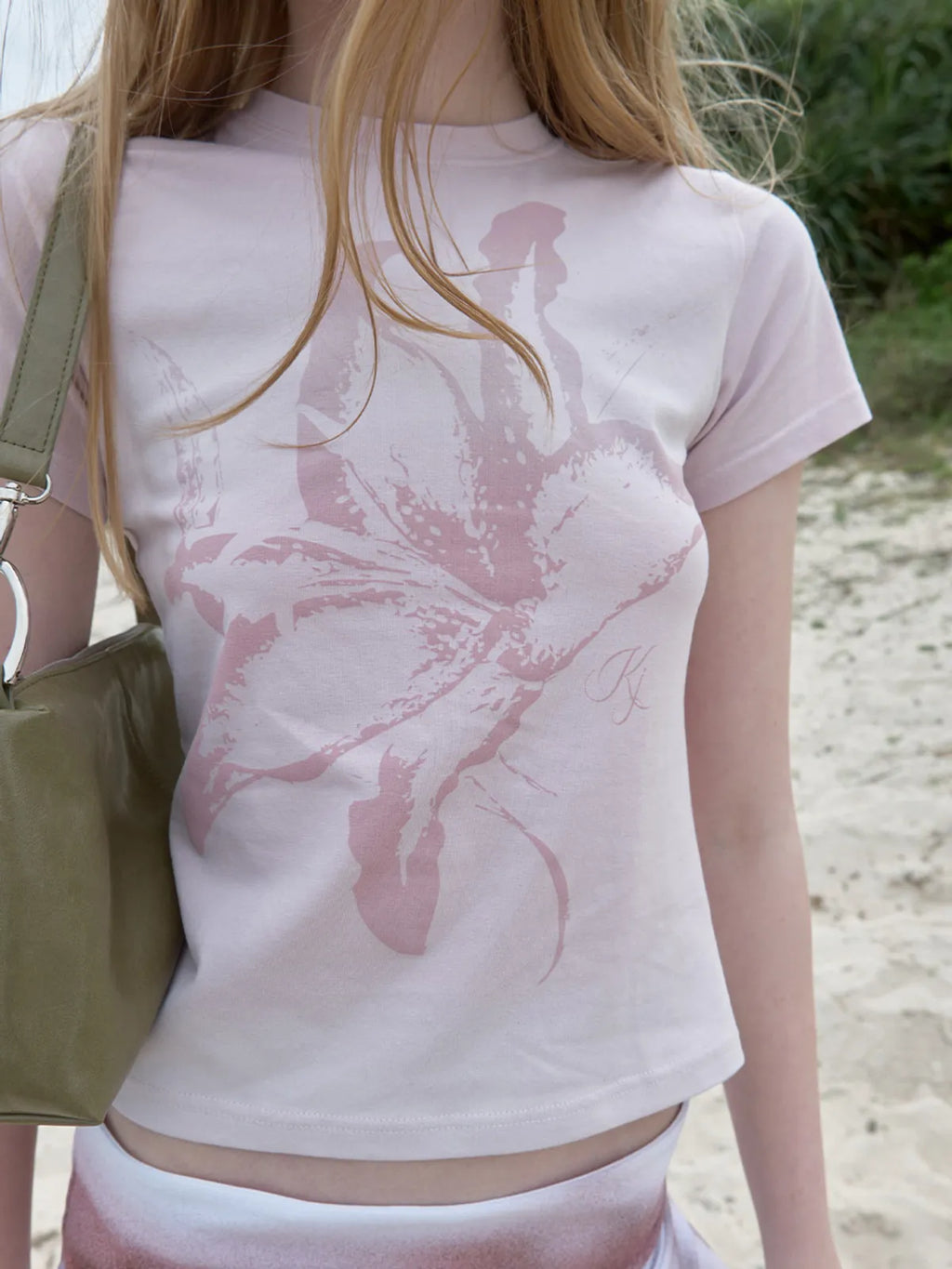 【kijun】Lily Blush Tee Dusty [Sage / Pink]
