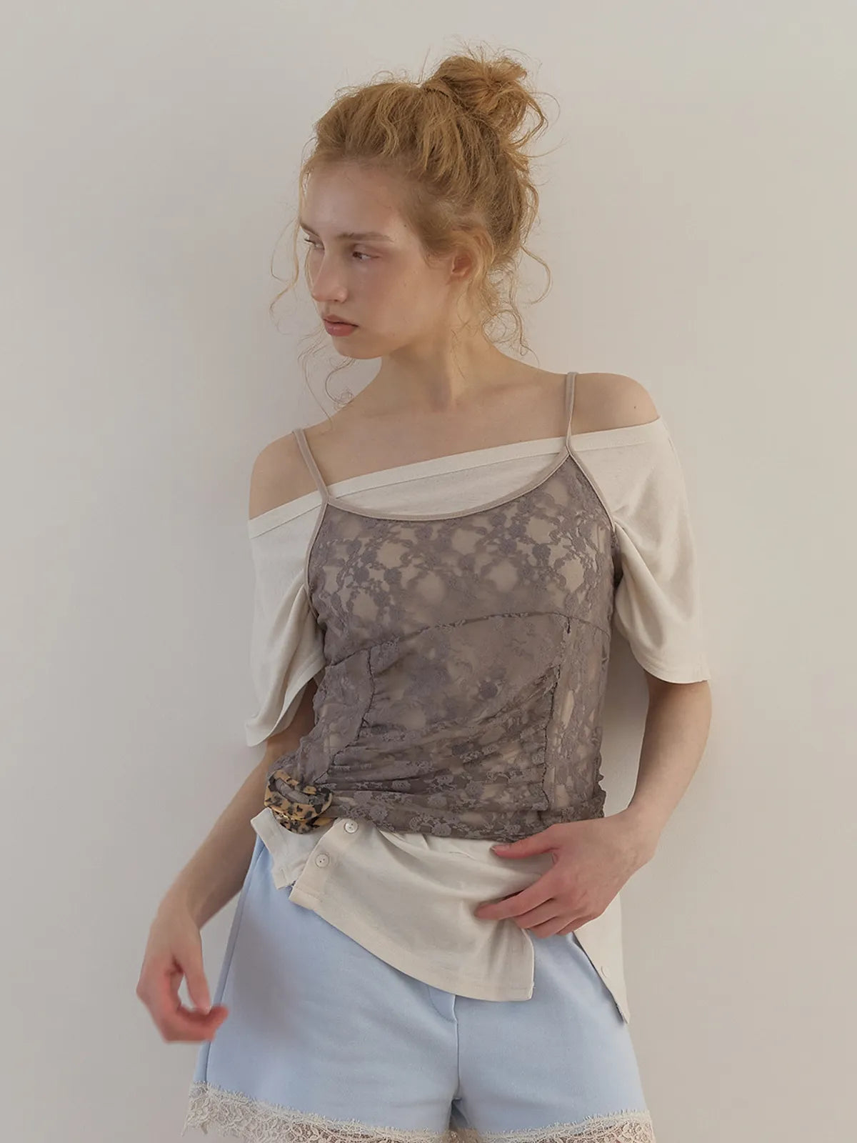 【ASURA】RUCHED LACE SLEEVELESS - 2 colors