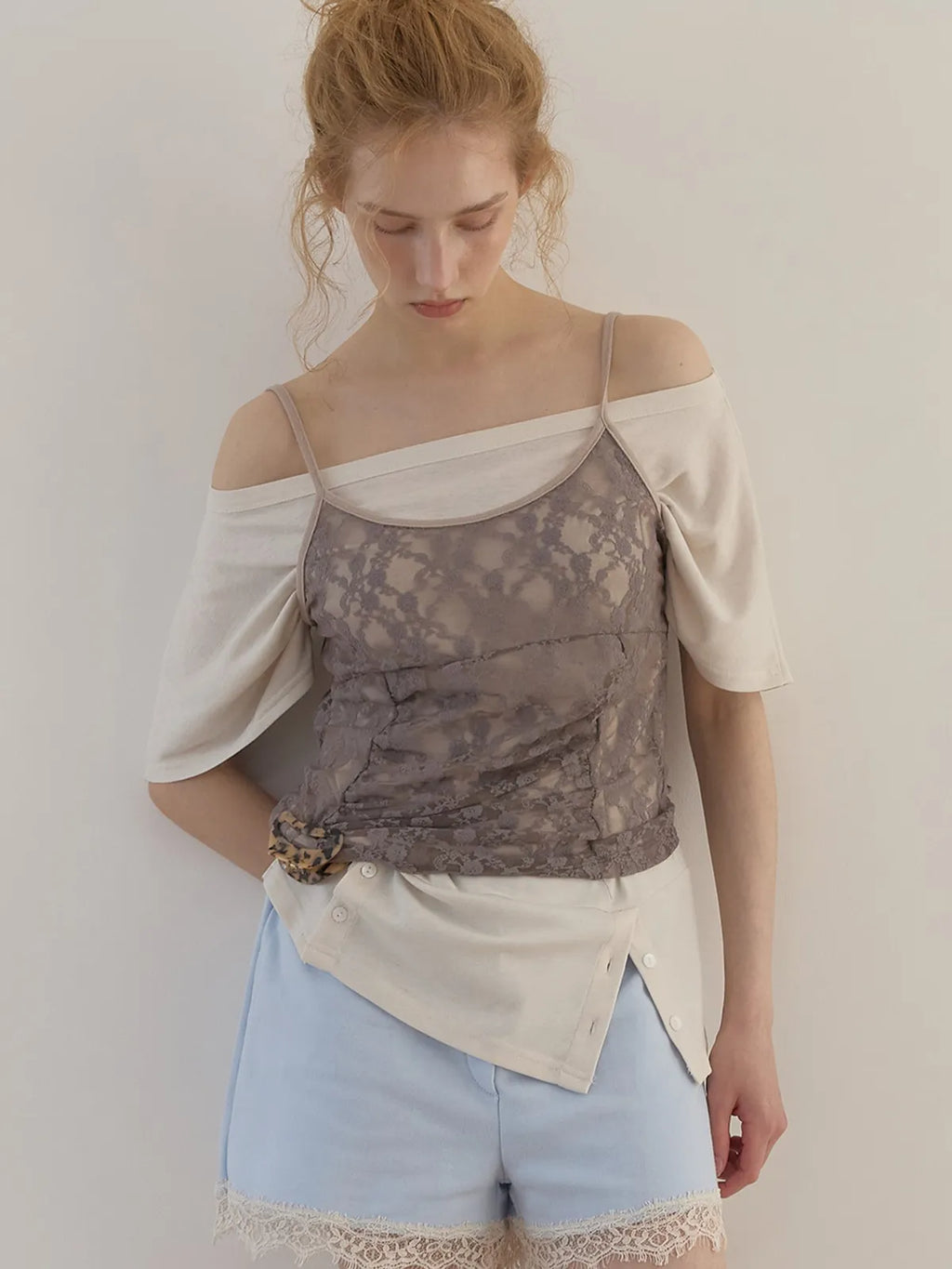 【ASURA】RUCHED LACE SLEEVELESS - 2 colors