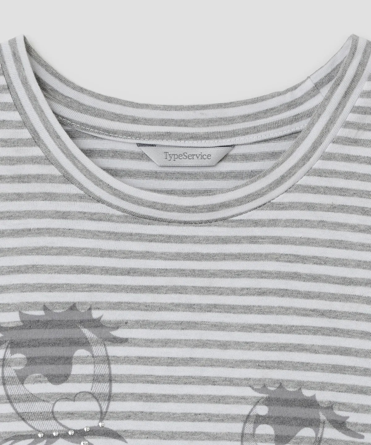 【typeservice】Cry Eyes Stripe Short Sleeve Top - grey